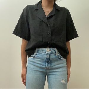 block button up top linen